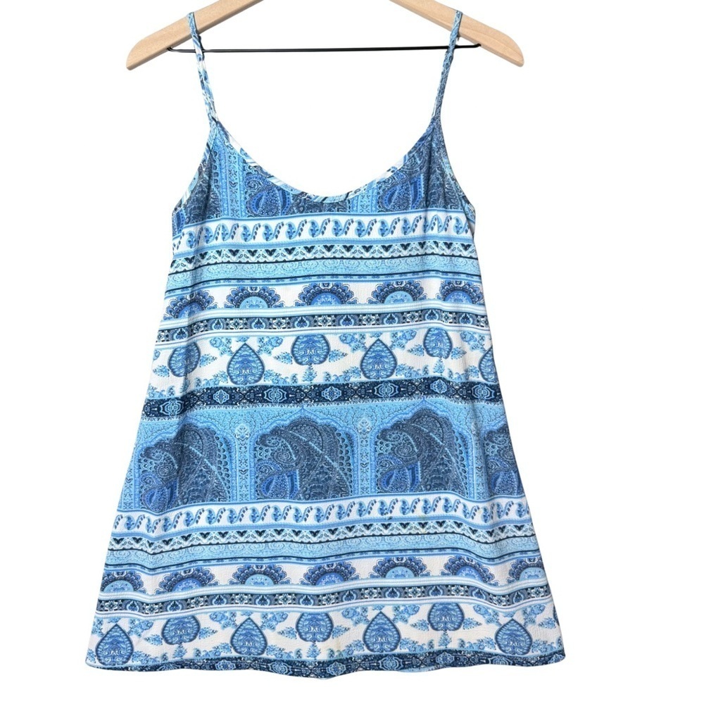 Show Me Your Mumu Women’s Tenley Tie Dress Paisley Print Mini Dress Blue size S
